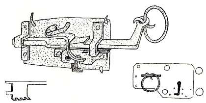 A short version of a pull lock. Sketch in "Låset förr och nu".