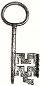 Key to a pull lock. Sketch: Erixon, "Låset förr och nu".