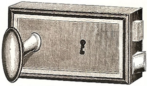Fransk typ av dörrlås. Tillverkat av låsbolaget 1898.