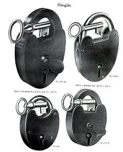 Padlocks, Låsfabriks AB, circa 1900