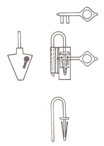 Padlock with shackle and springs