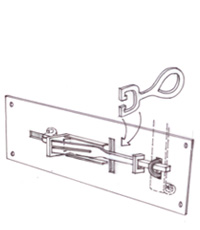 The key presses together the springs and the bolt can be shifted to the side to release the staple.