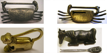 Examples of locks of varying shapes and materials. Photos by the author.