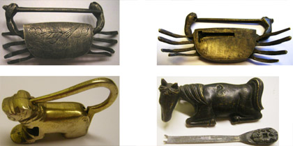 Examples of locks of varying shapes and materials. Photos by the author.