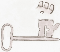 Key to a pull lock. Sketch by the author.