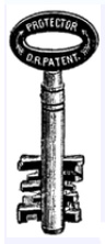 Nyckel med dubbelax till tysken Theodor Kromers tillhållarlås.