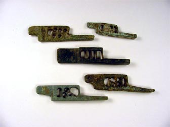 A collection of Roman lock bolts of bronze, circa 200 AD.