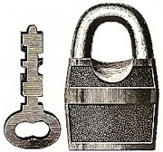 Scandinavian Padlock. Tillverkad i Eskilstuna av Låsbolaget 1898.