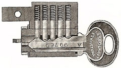 Cylinderlås, tillverkat av Låsbolaget, ca 1945