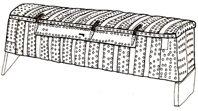 The Oseberg chest, partially restored. Sketch by the author